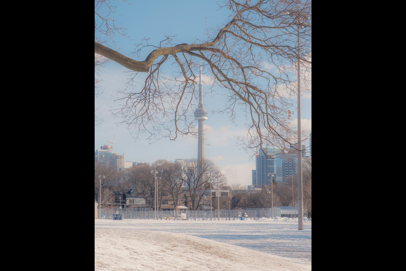 Toronto skyline with the CN Tower in winter, Canada