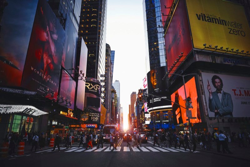 New York skyline at golden hour, USA